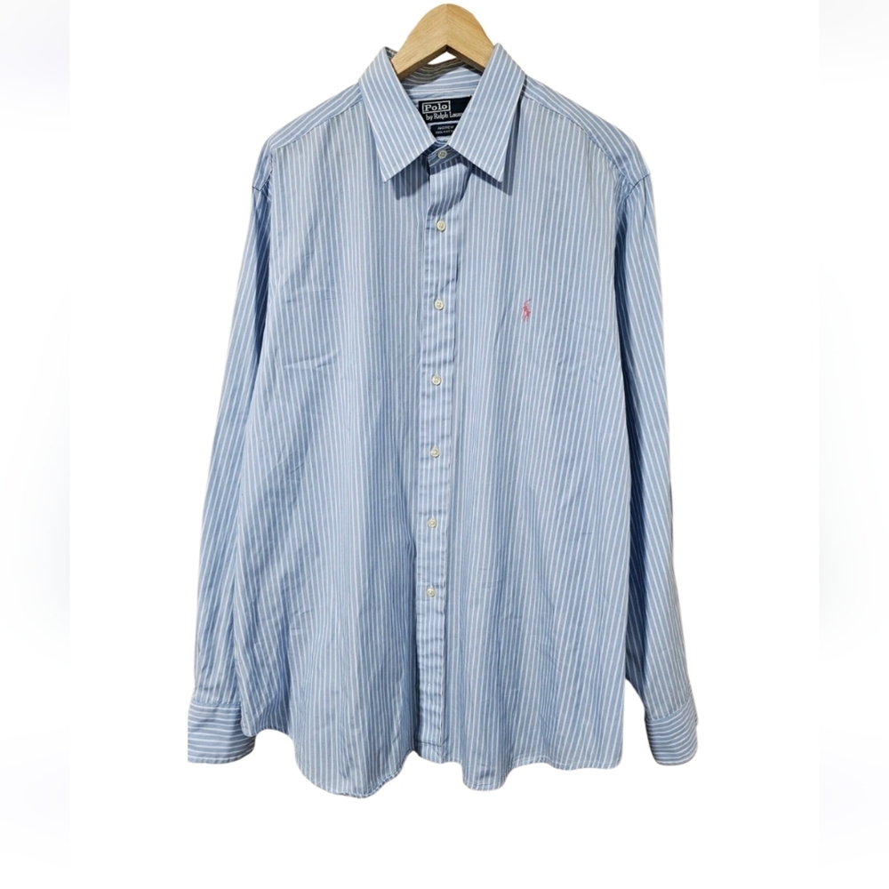 VTG‎ Polo Ralph Lauren Andrew Button Up Shirt Mens Pony Size 17/ 36